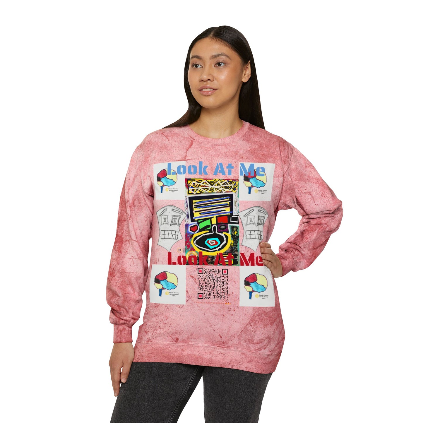 Unisex Lé Face Color Blast Crewneck Sweatshirt