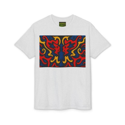 Abstract Flame Pattern Rorschach Dragon T-Shirt