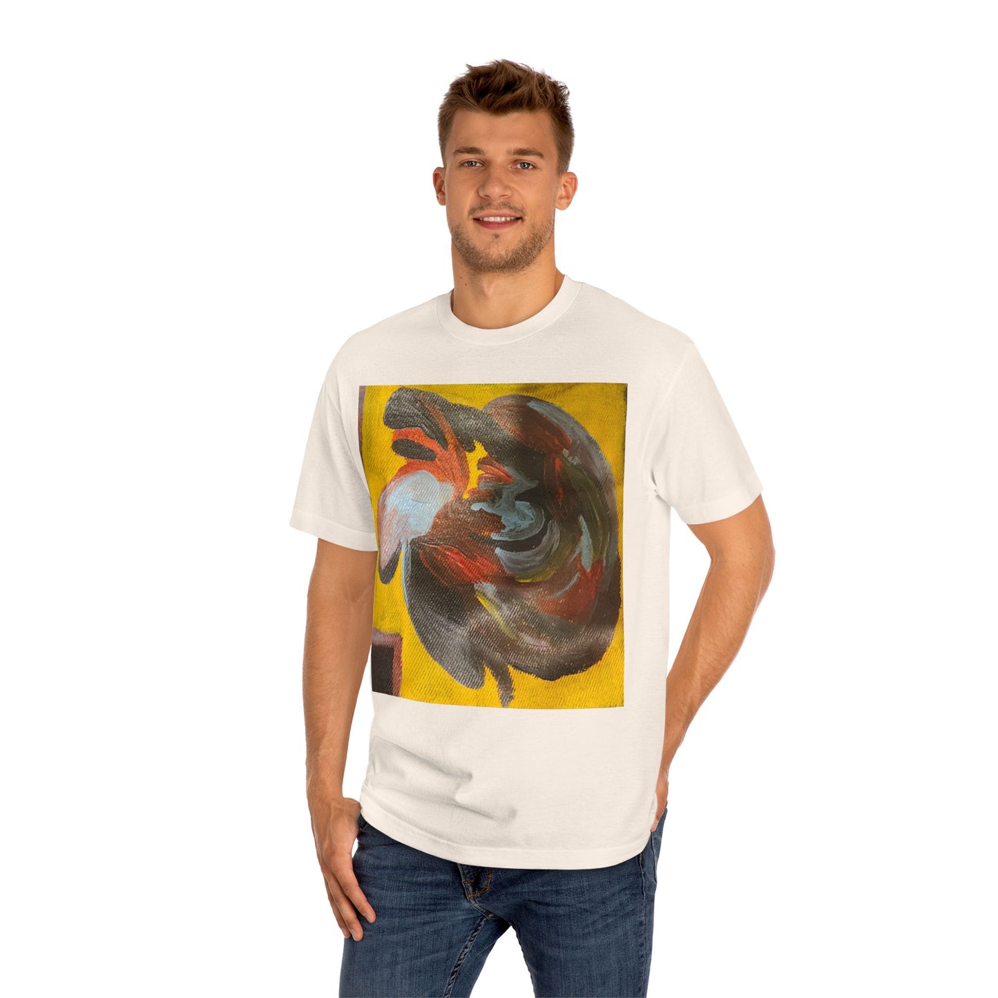 Abstract Swirl Heart Art T-Shirt — Bold Yellow Painterly Graphic Tee