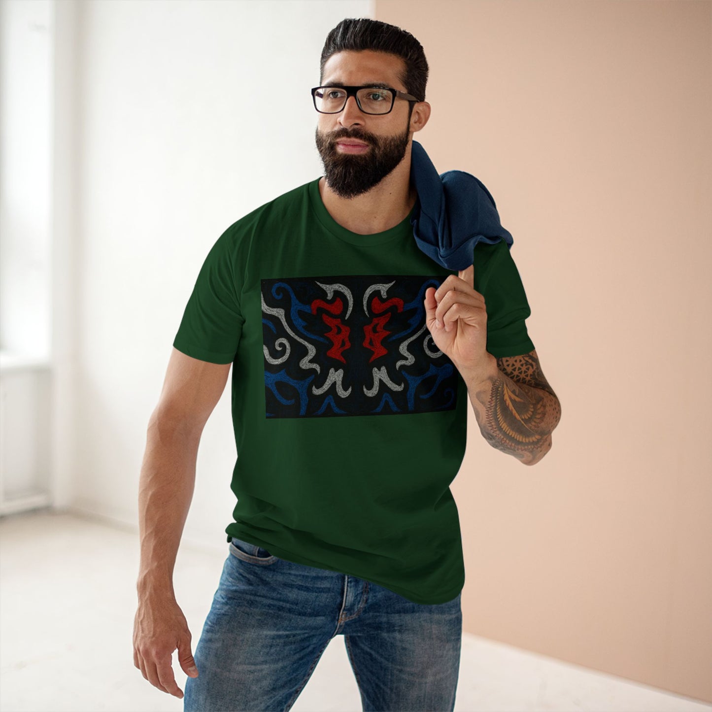 Red, White, Black, & Blue Rorschach DragonT-Shirt