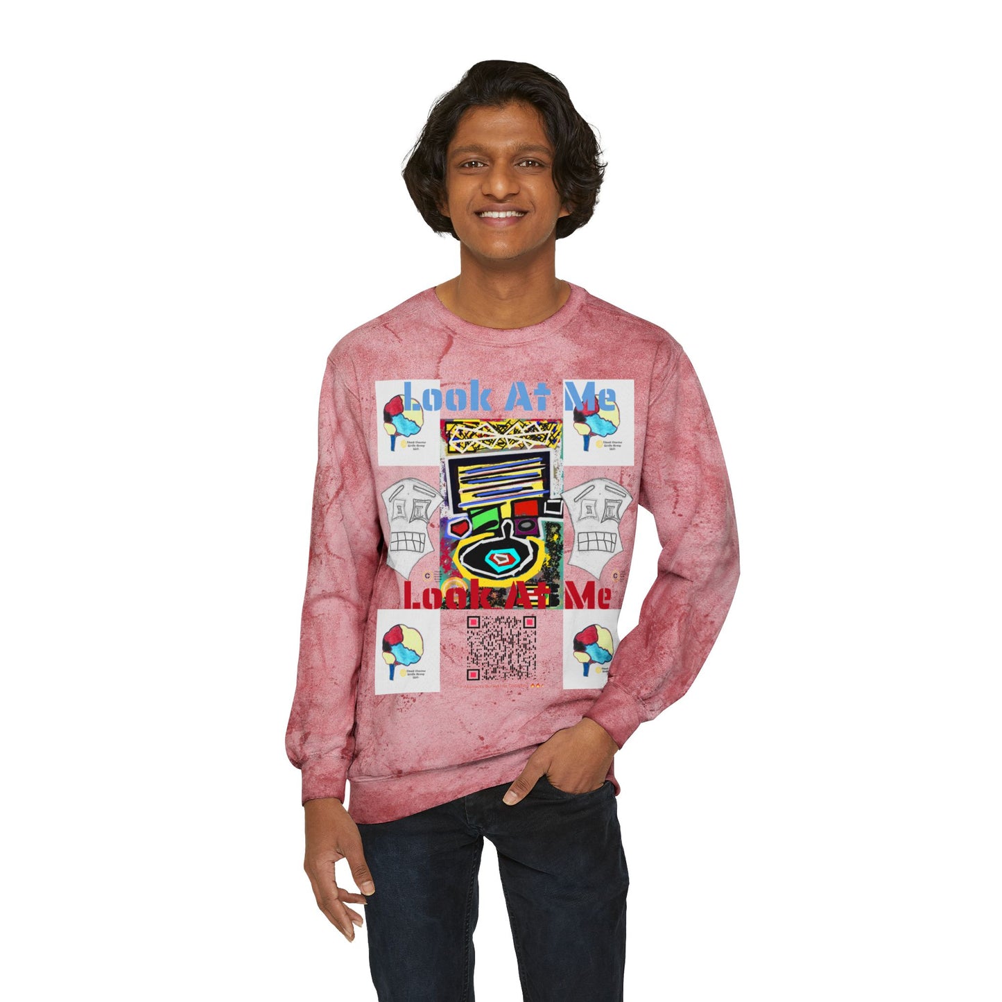 Unisex Lé Face Color Blast Crewneck Sweatshirt