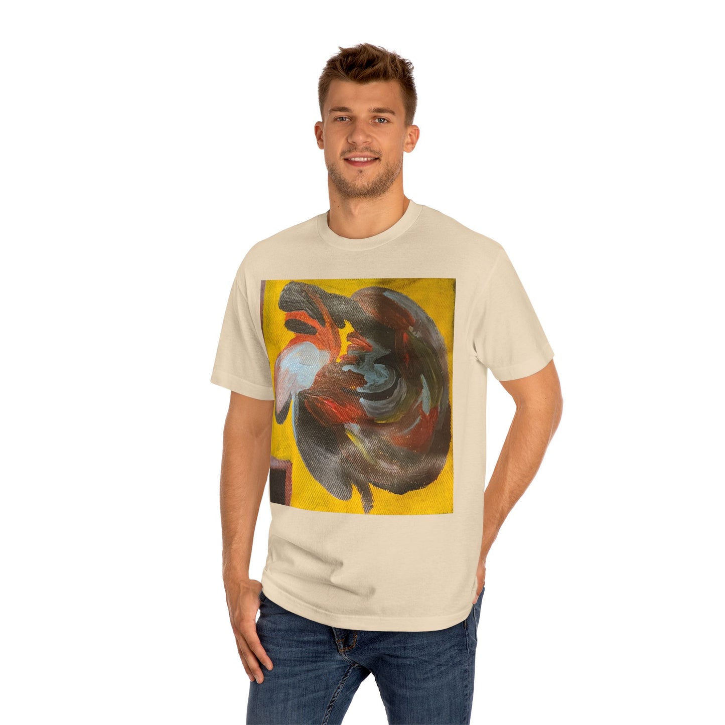 Abstract Swirl Heart Art T-Shirt — Bold Yellow Painterly Graphic Tee