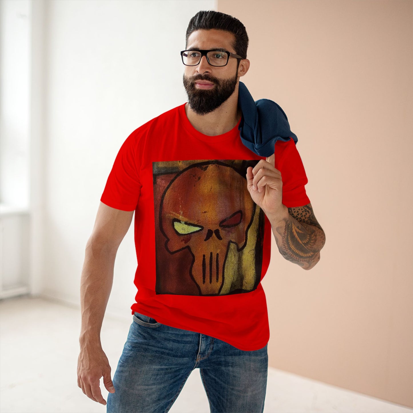 Rose Skull Street Art Graphic Tee — Grunge Graffiti Skull T-Shirt