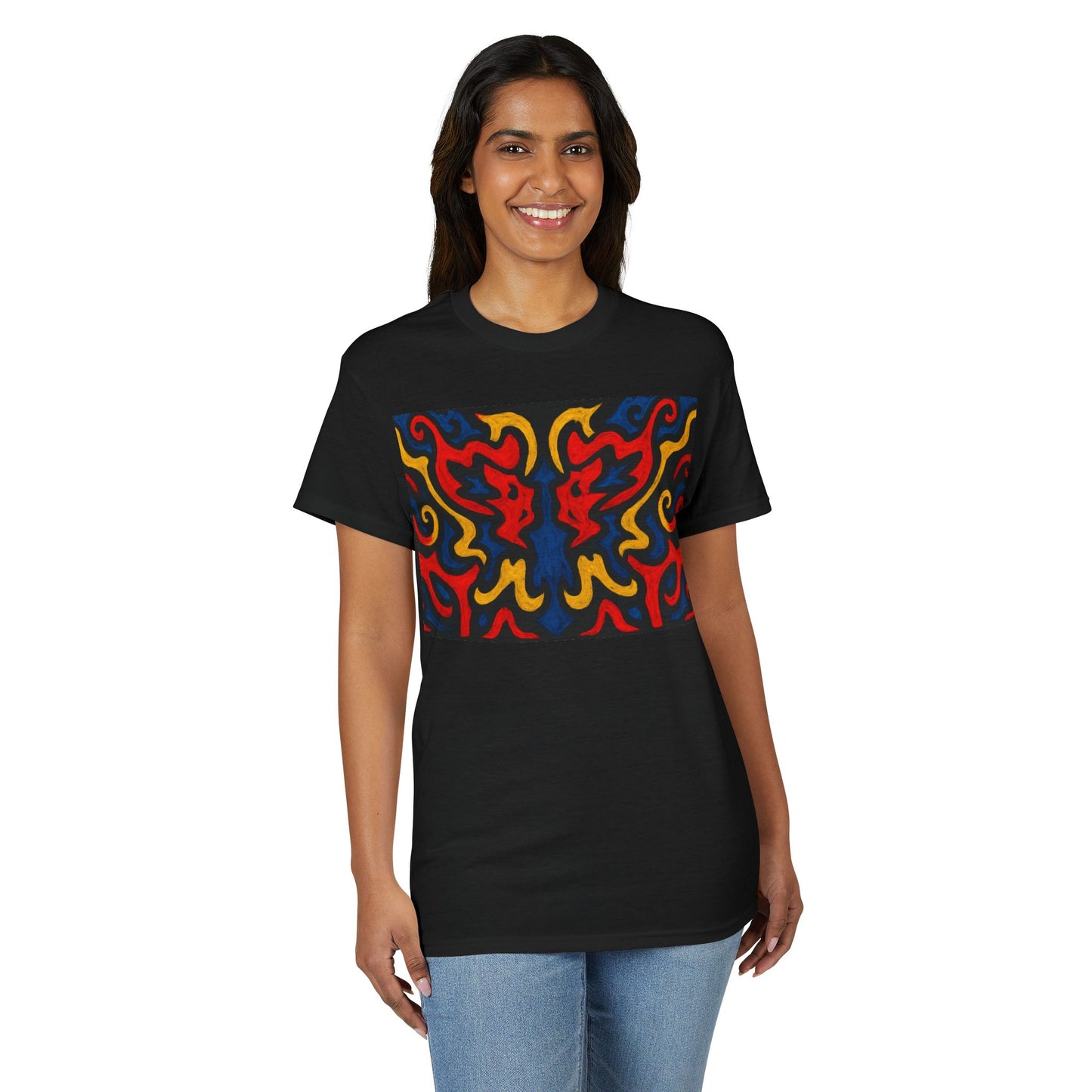 Abstract Flame Pattern Rorschach Dragon T-Shirt