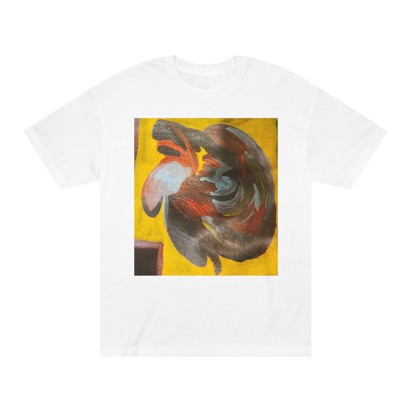 Abstract Swirl Heart Art T-Shirt — Bold Yellow Painterly Graphic Tee
