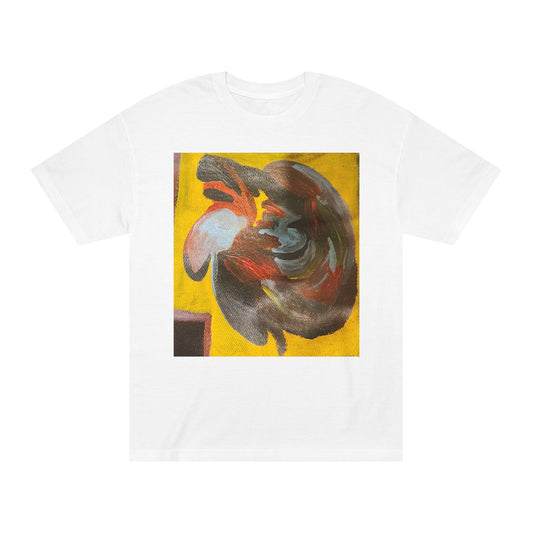 Abstract Swirl Heart Art T-Shirt — Bold Yellow Painterly Graphic Tee