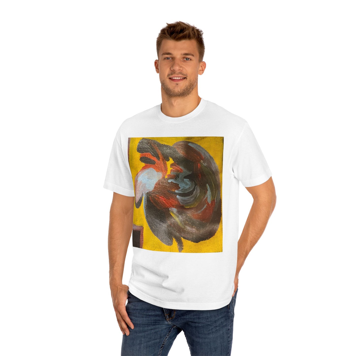 Abstract Swirl Heart Art T-Shirt — Bold Yellow Painterly Graphic Tee