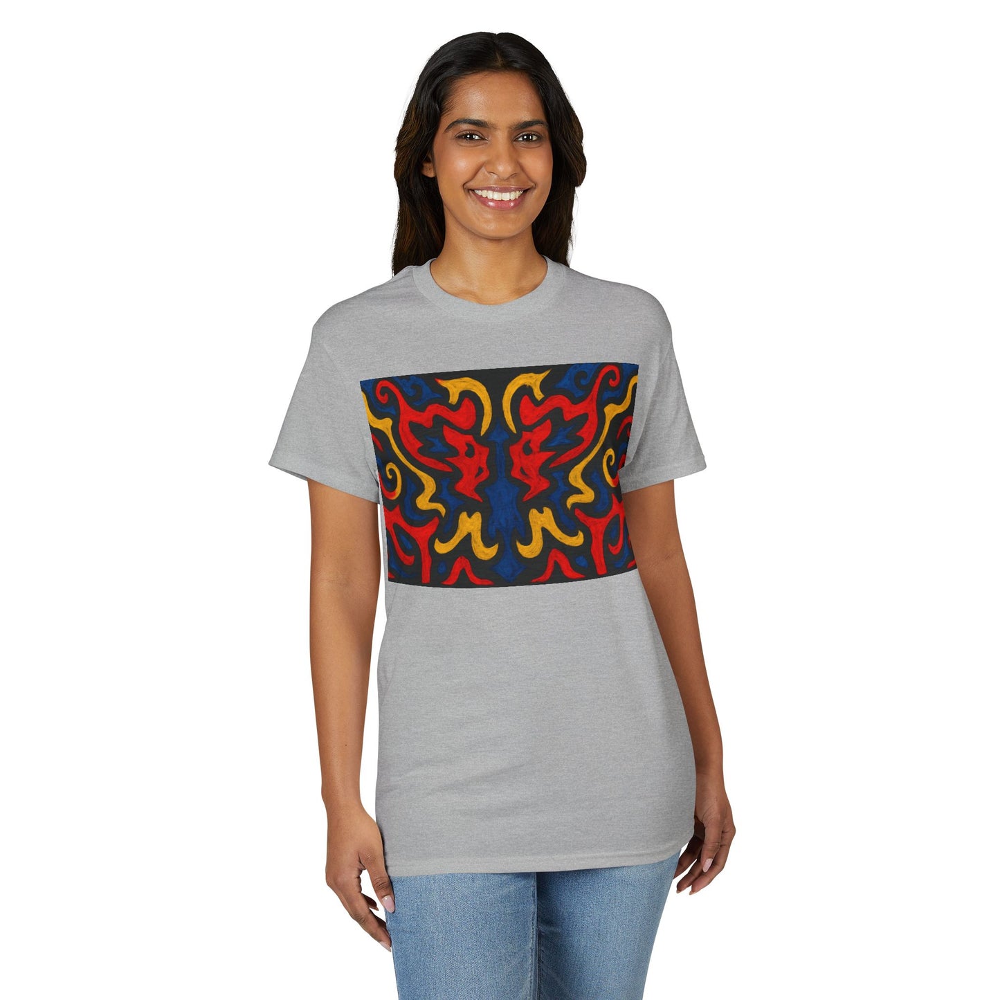 Abstract Flame Pattern Rorschach Dragon T-Shirt