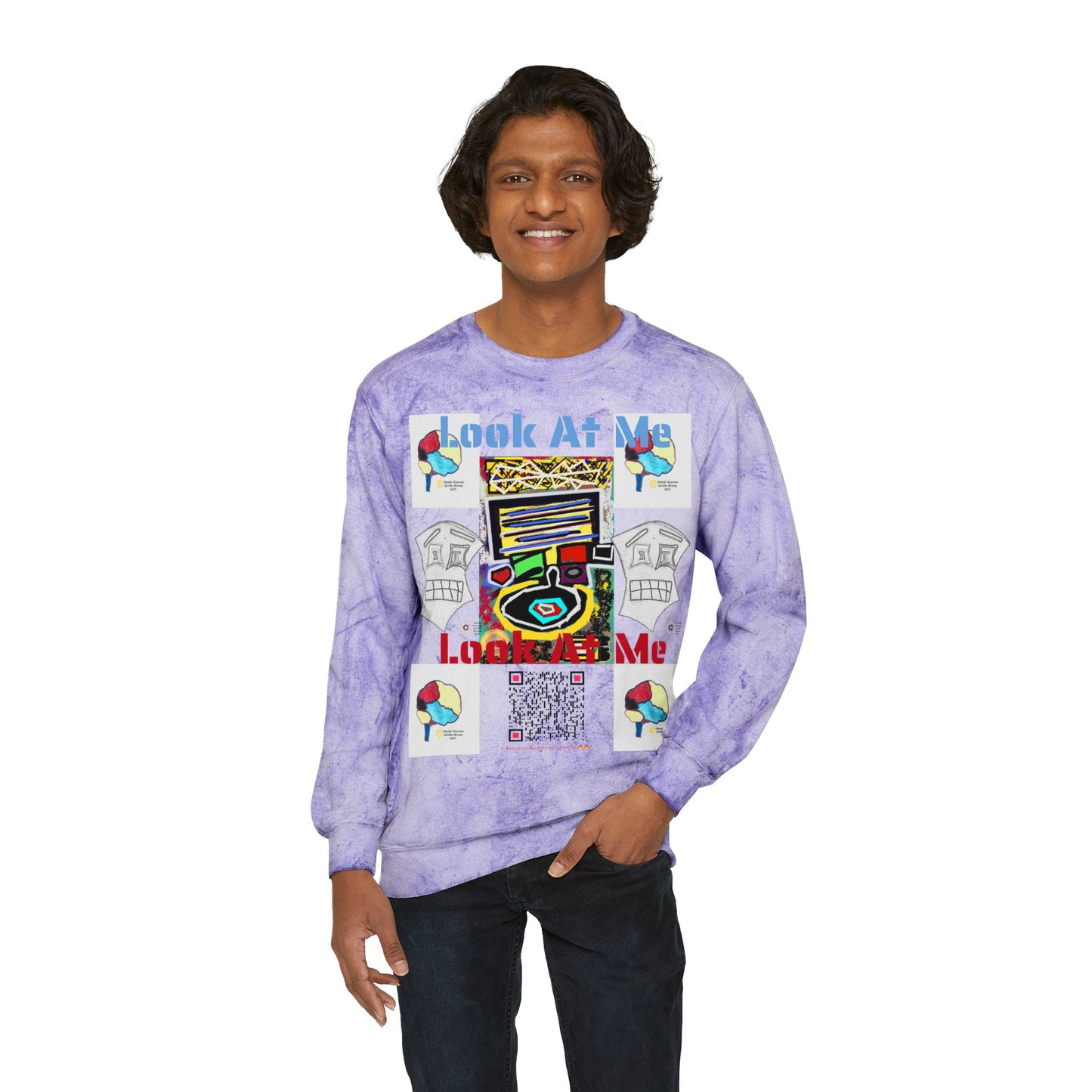 Unisex Lé Face Color Blast Crewneck Sweatshirt