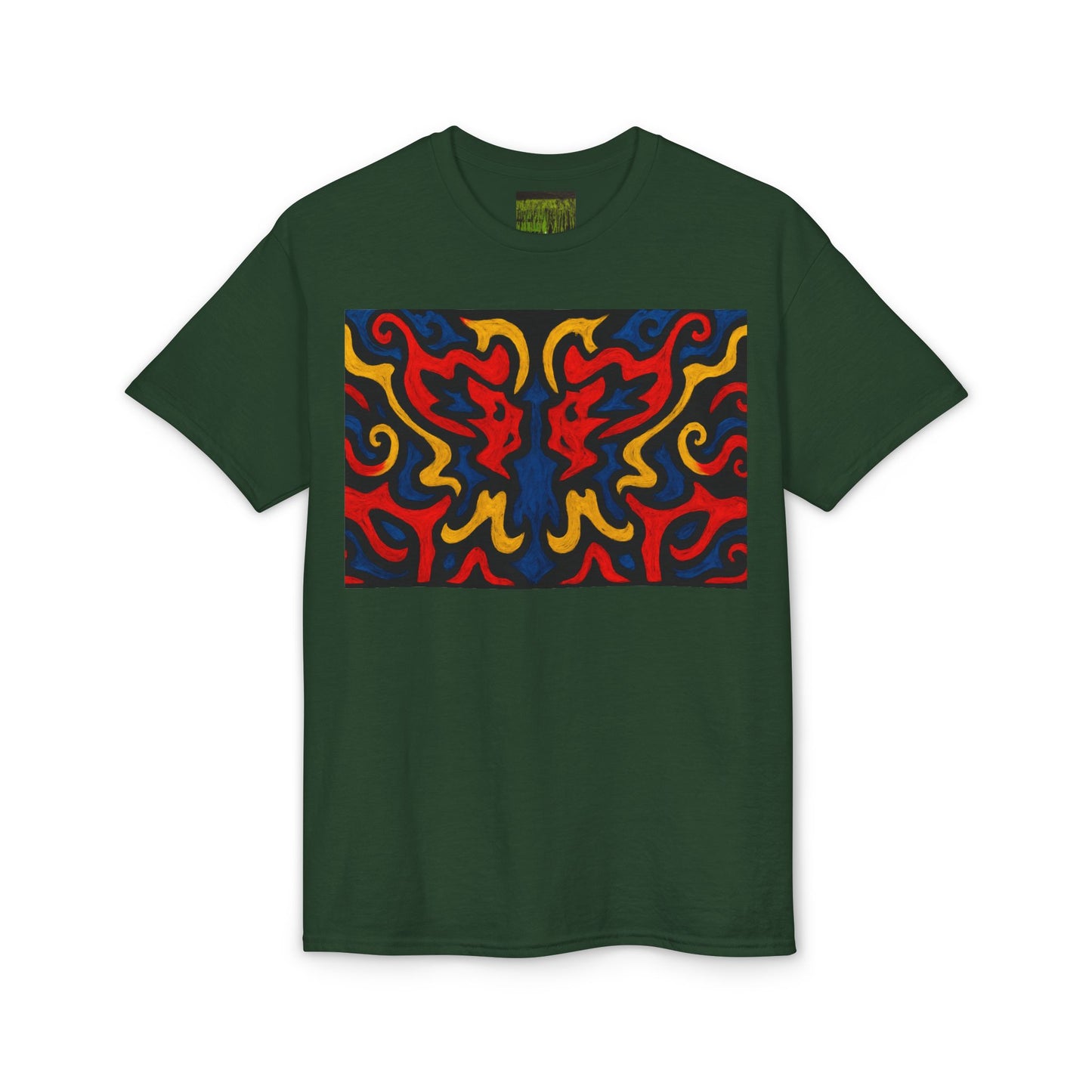 Abstract Flame Pattern Rorschach Dragon T-Shirt