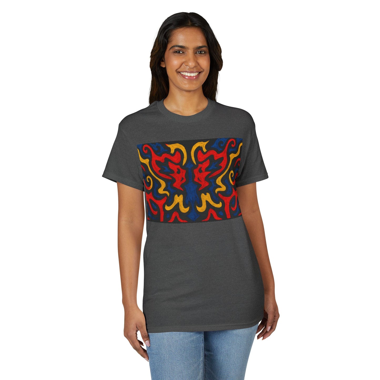 Abstract Flame Pattern Rorschach Dragon T-Shirt