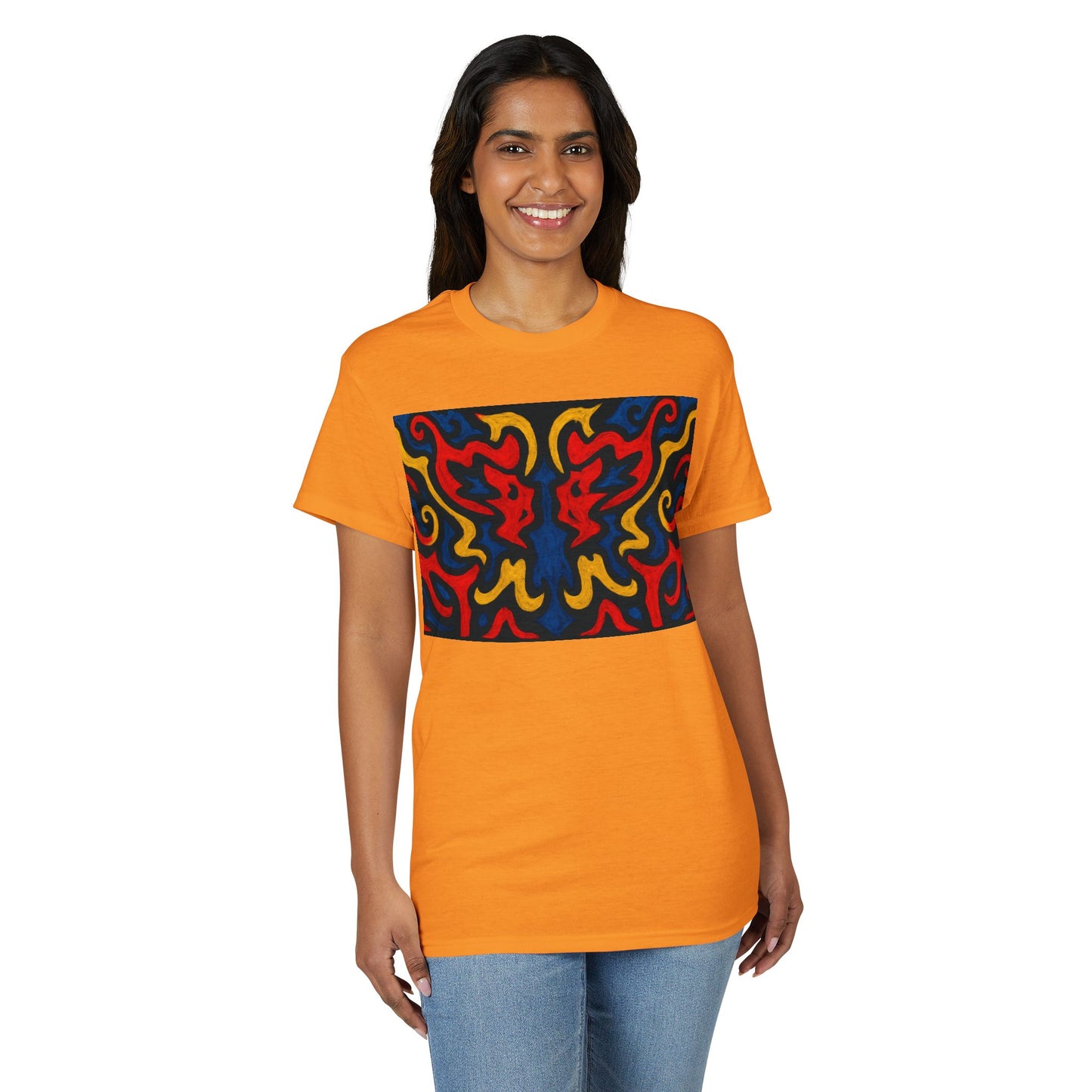 Abstract Flame Pattern Rorschach Dragon T-Shirt