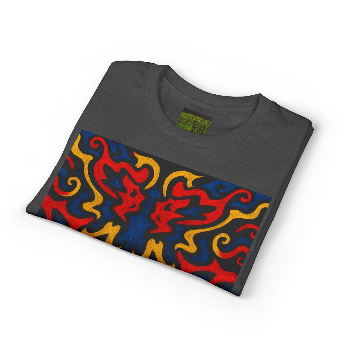 Abstract Flame Pattern Rorschach Dragon T-Shirt