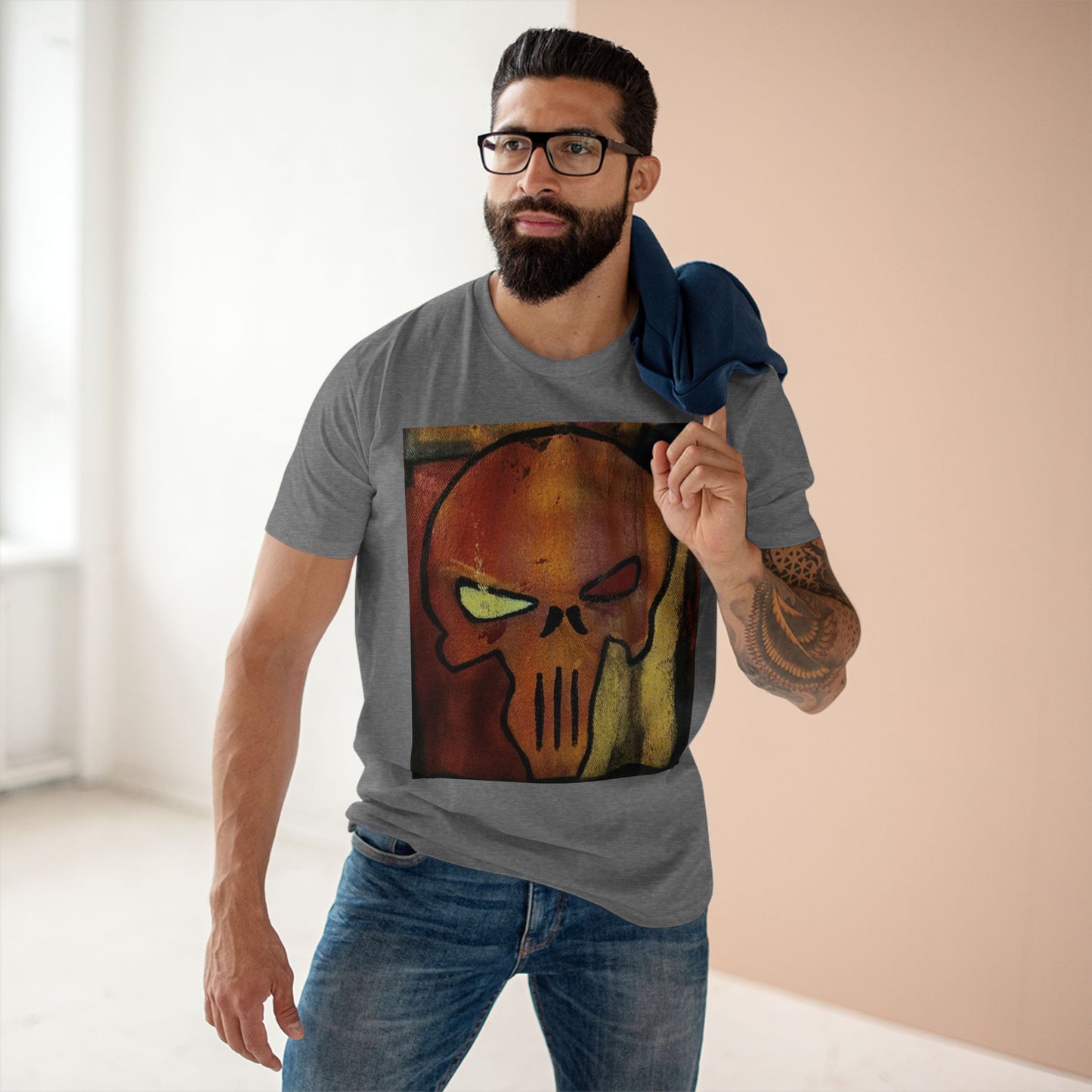 Rose Skull Street Art Graphic Tee — Grunge Graffiti Skull T-Shirt