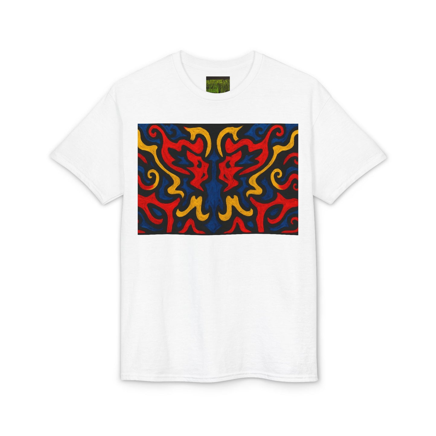 Abstract Flame Pattern Rorschach Dragon T-Shirt