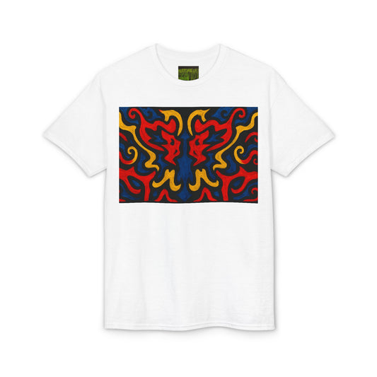 Abstract Flame Pattern Rorschach Dragon T-Shirt