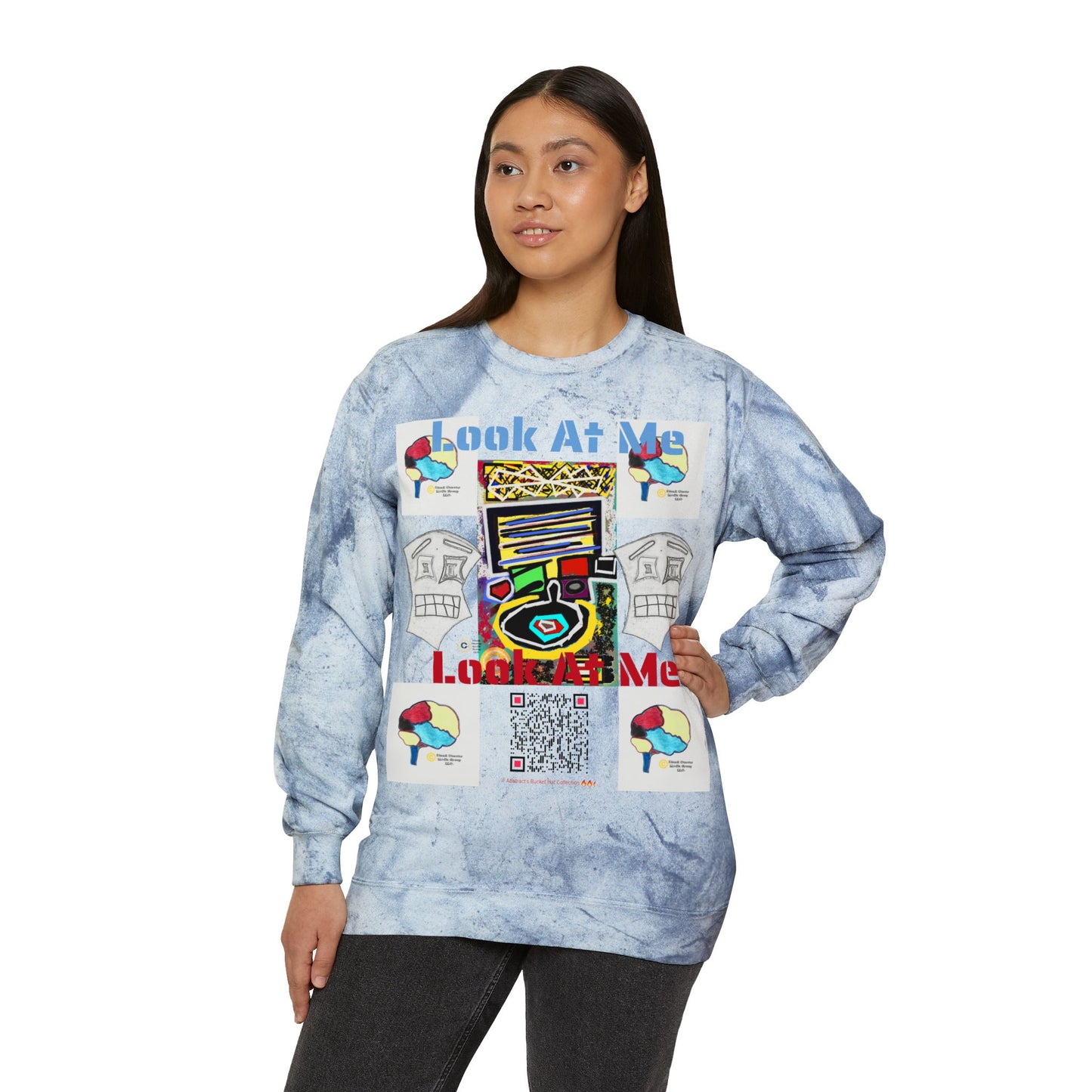 Unisex Lé Face Color Blast Crewneck Sweatshirt
