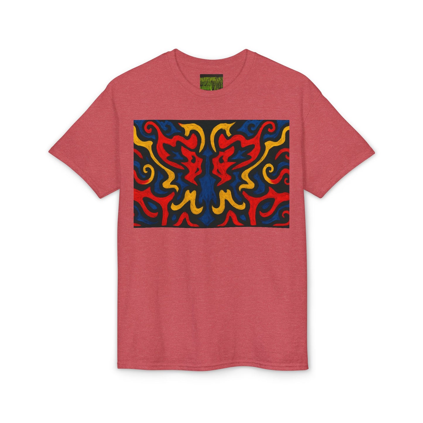 Abstract Flame Pattern Rorschach Dragon T-Shirt
