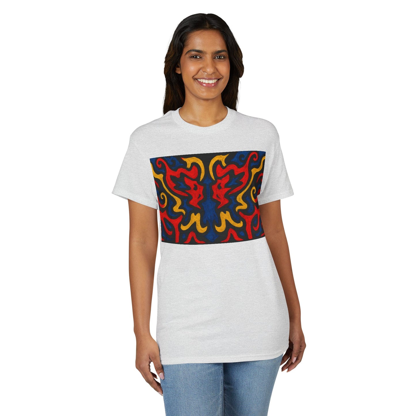 Abstract Flame Pattern Rorschach Dragon T-Shirt