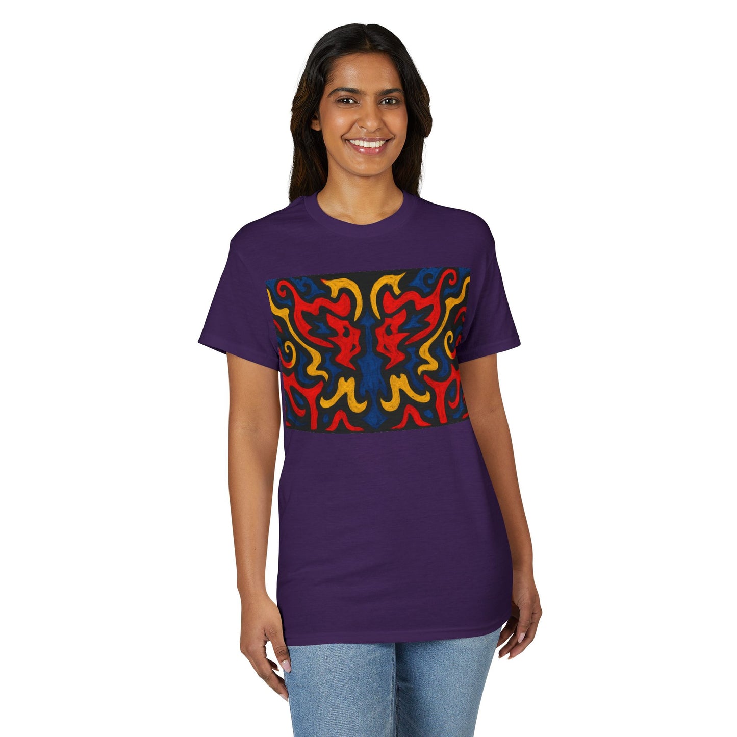 Abstract Flame Pattern Rorschach Dragon T-Shirt