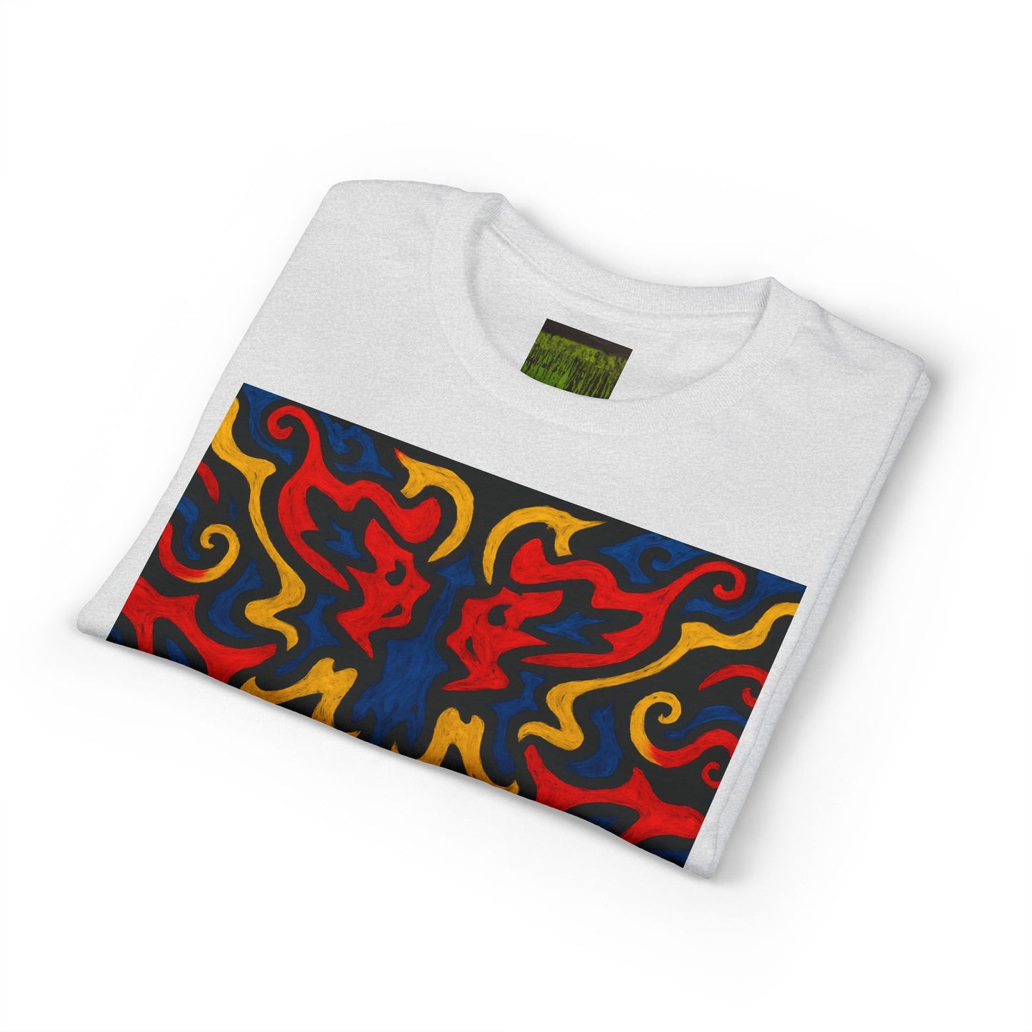 Abstract Flame Pattern Rorschach Dragon T-Shirt