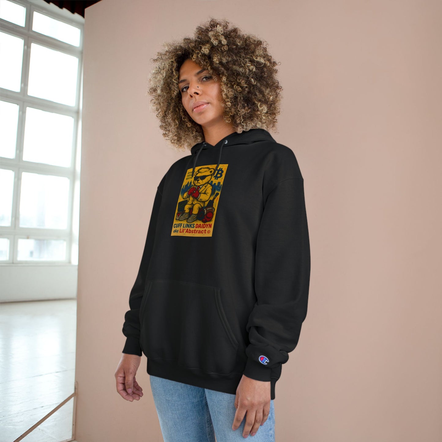 "Stacks the Bear." Urban Champion Hoodie | Retro Graphic Fashion for Casual Wear, Street Style, Gift for Him/Her, Cozy Style Statement