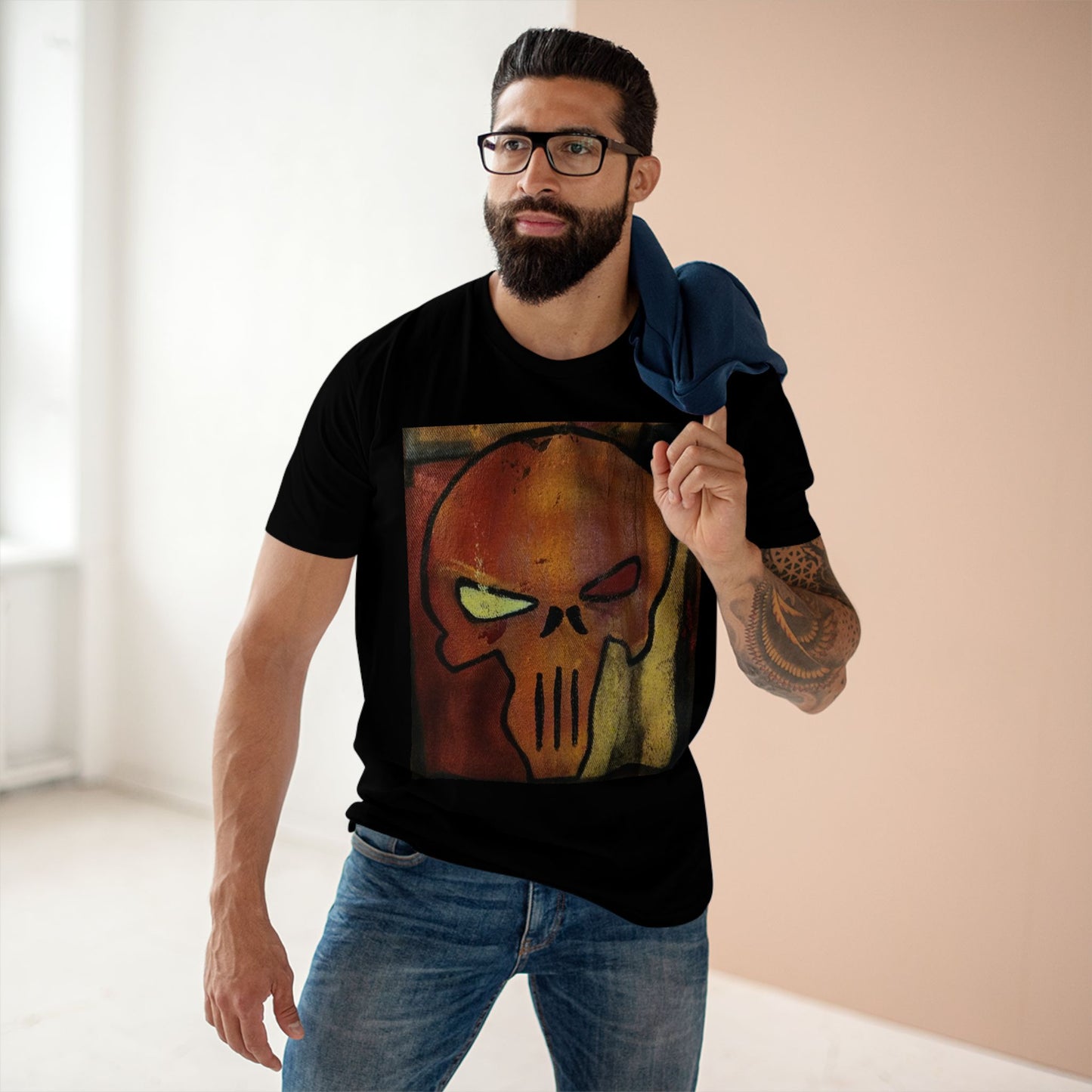 Rose Skull Street Art Graphic Tee — Grunge Graffiti Skull T-Shirt
