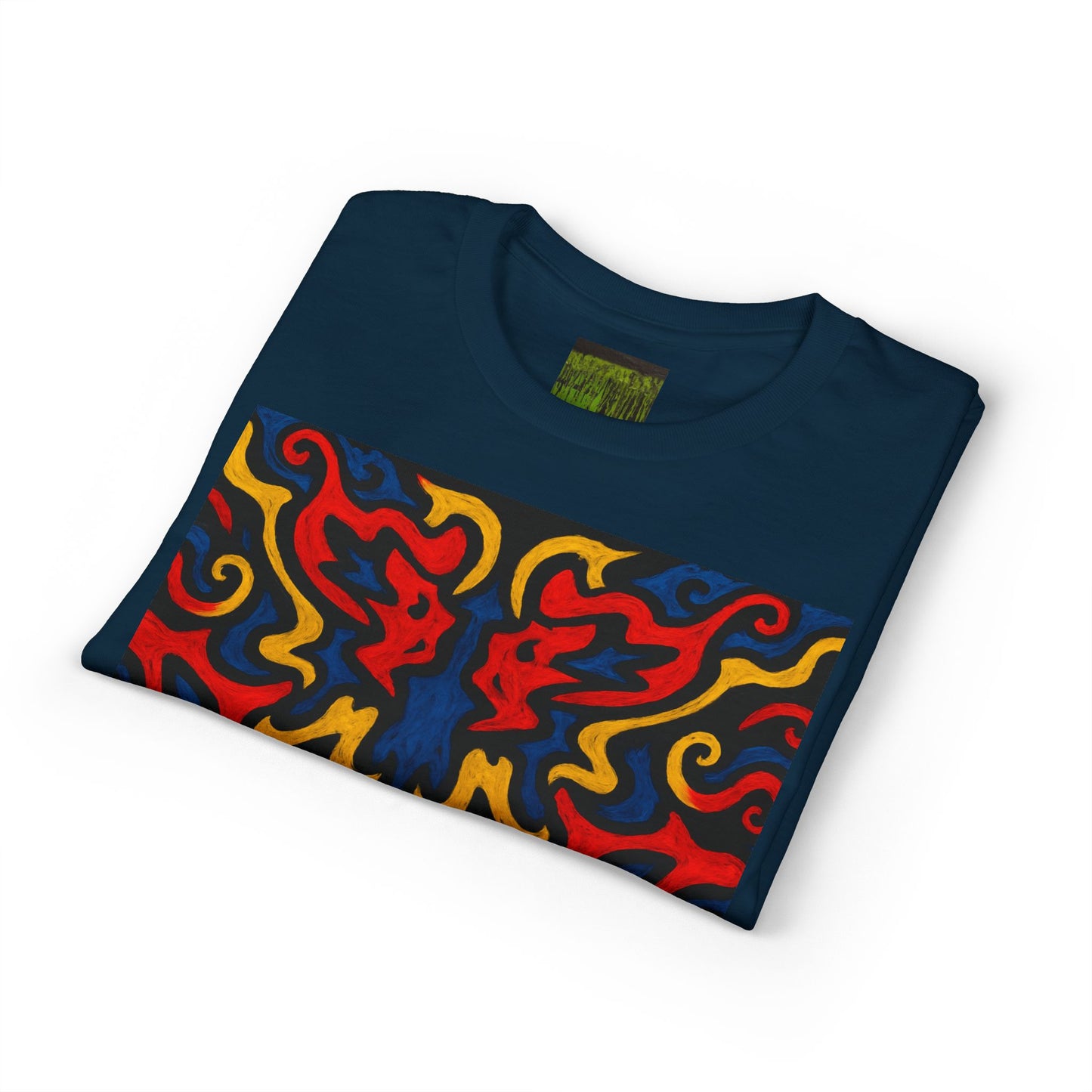Abstract Flame Pattern Rorschach Dragon T-Shirt