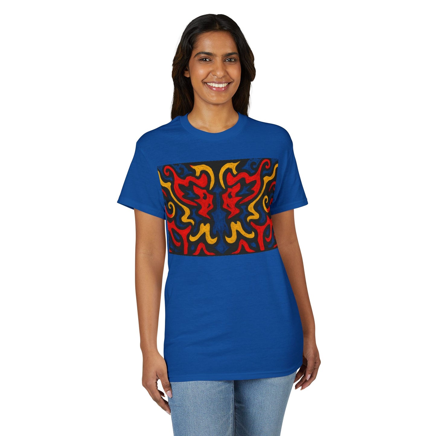 Abstract Flame Pattern Rorschach Dragon T-Shirt