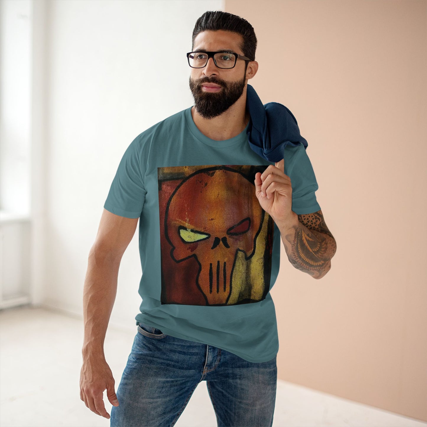 Rose Skull Street Art Graphic Tee — Grunge Graffiti Skull T-Shirt