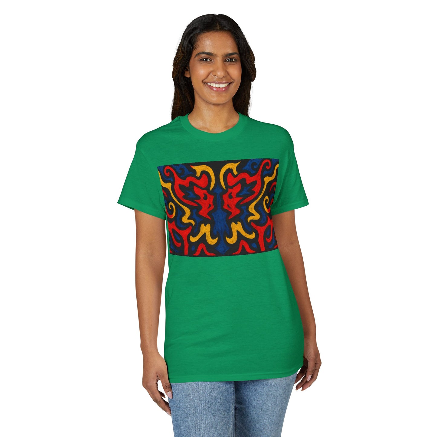 Abstract Flame Pattern Rorschach Dragon T-Shirt