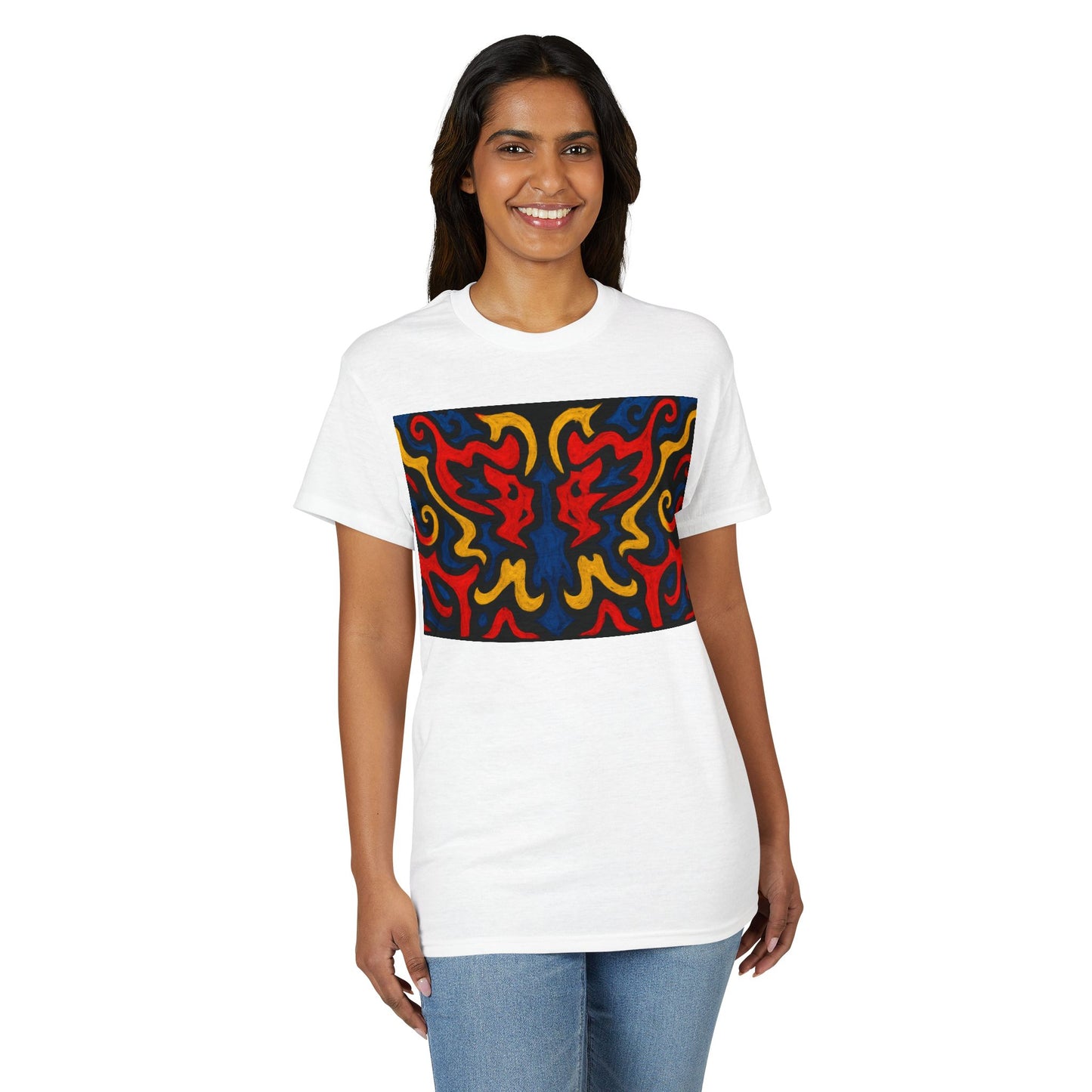 Abstract Flame Pattern Rorschach Dragon T-Shirt