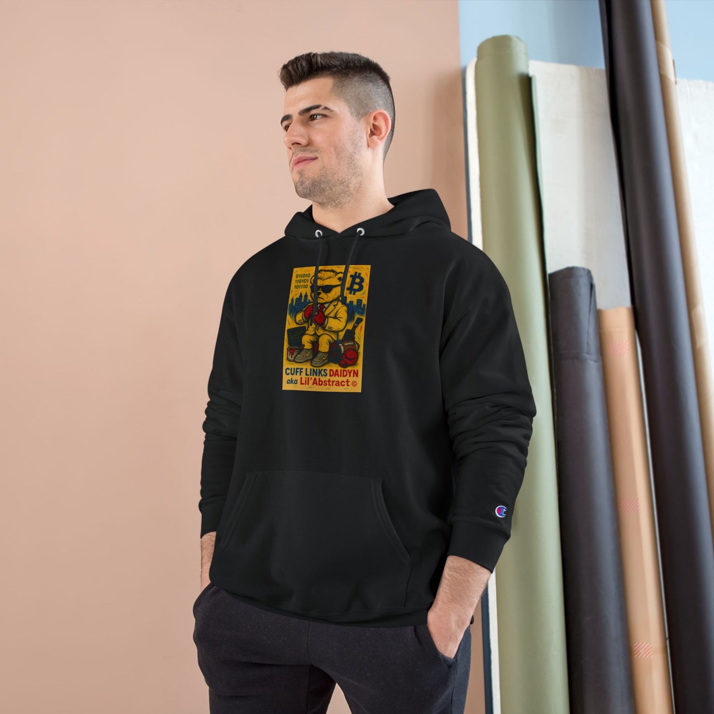 "Stacks the Bear." Urban Champion Hoodie | Retro Graphic Fashion for Casual Wear, Street Style, Gift for Him/Her, Cozy Style Statement