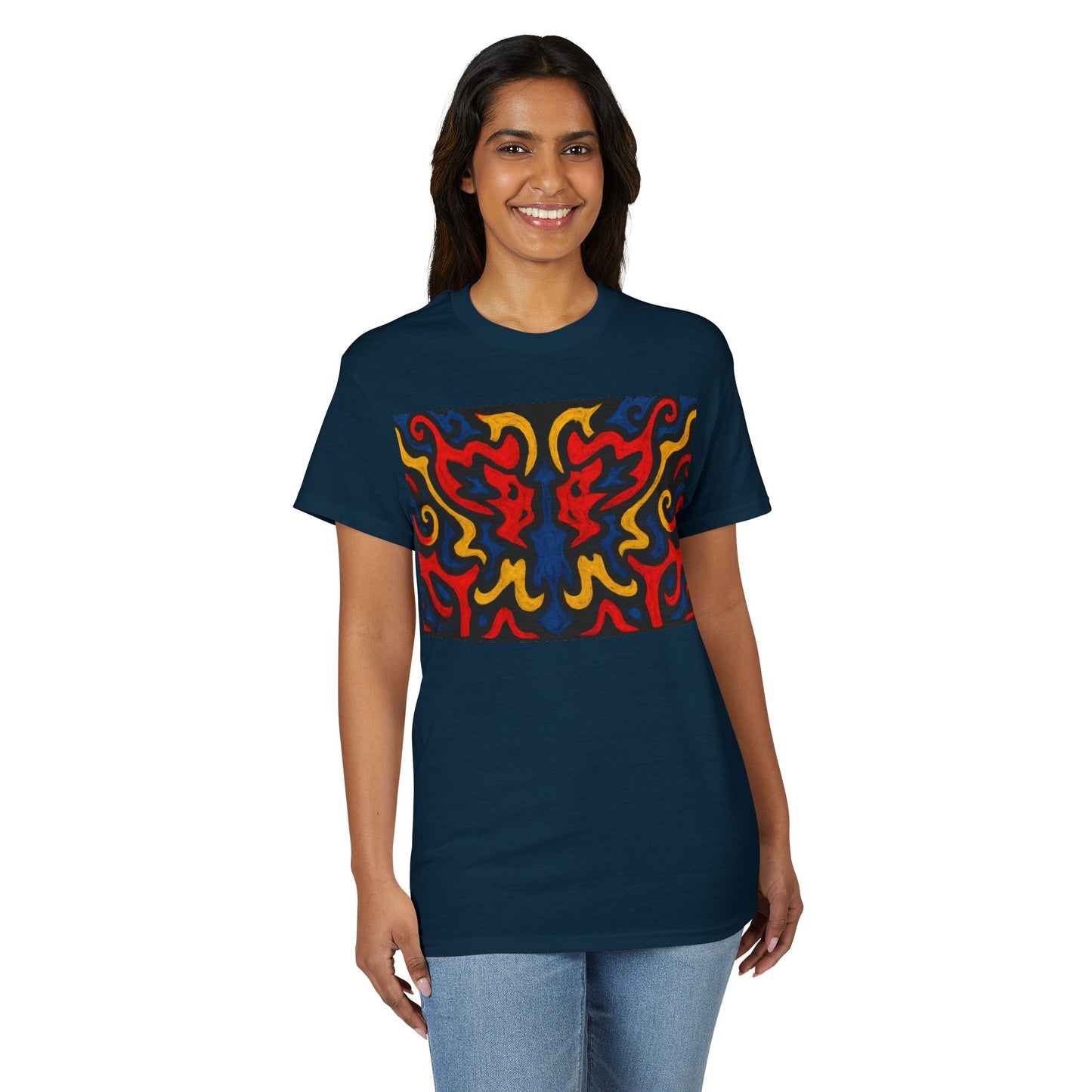 Abstract Flame Pattern Rorschach Dragon T-Shirt