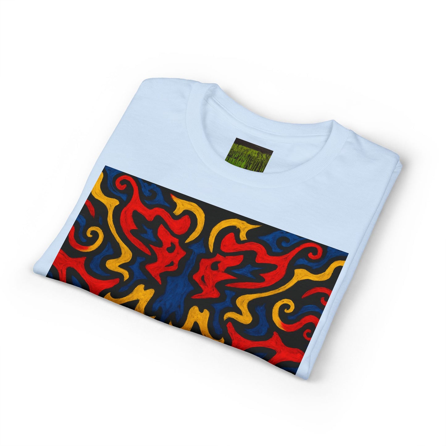 Abstract Flame Pattern Rorschach Dragon T-Shirt