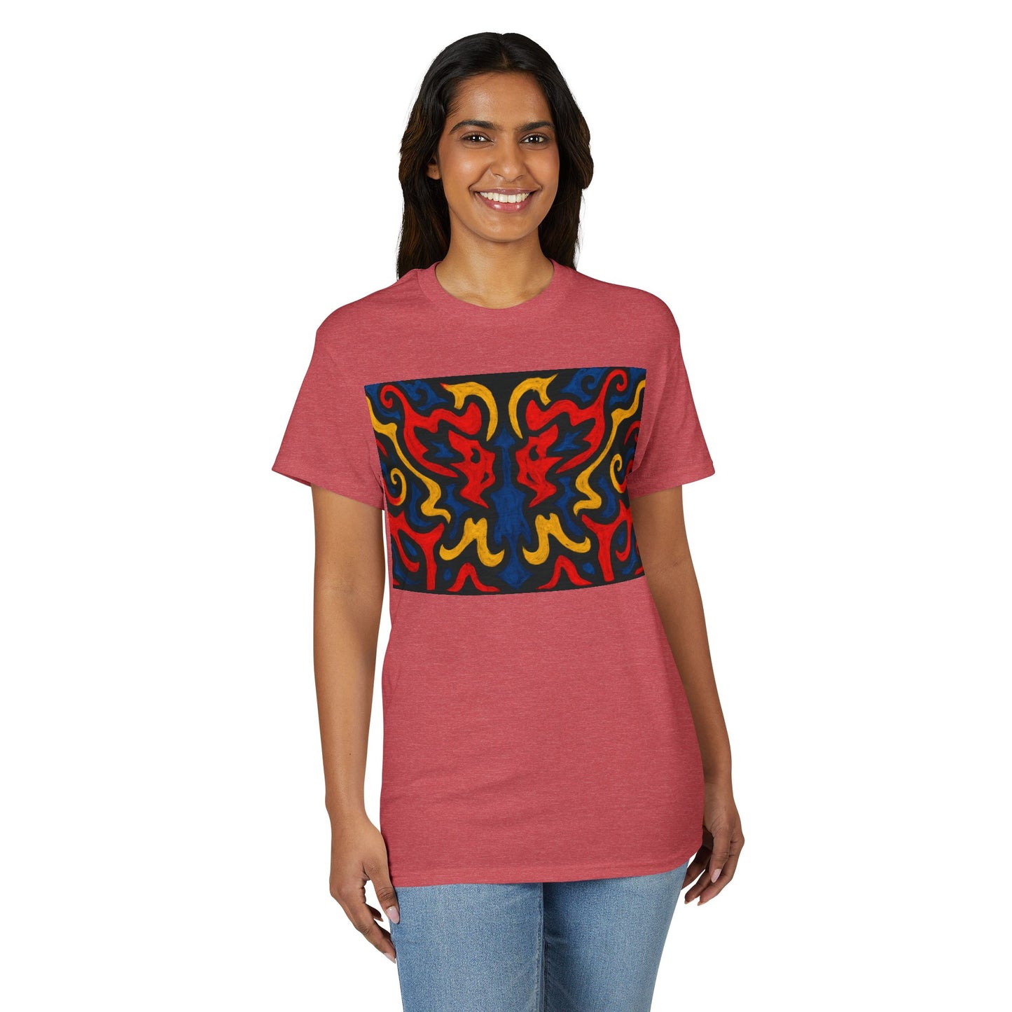 Abstract Flame Pattern Rorschach Dragon T-Shirt