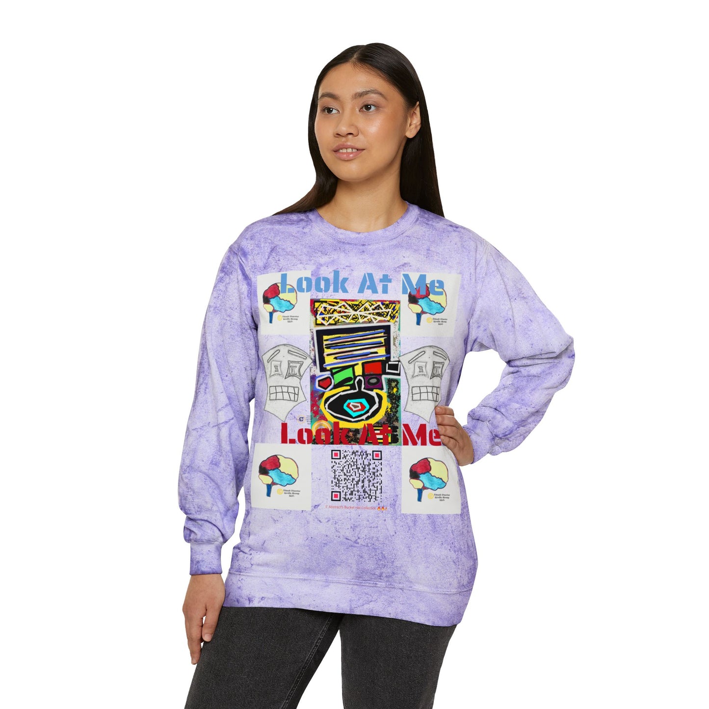 Unisex Lé Face Color Blast Crewneck Sweatshirt