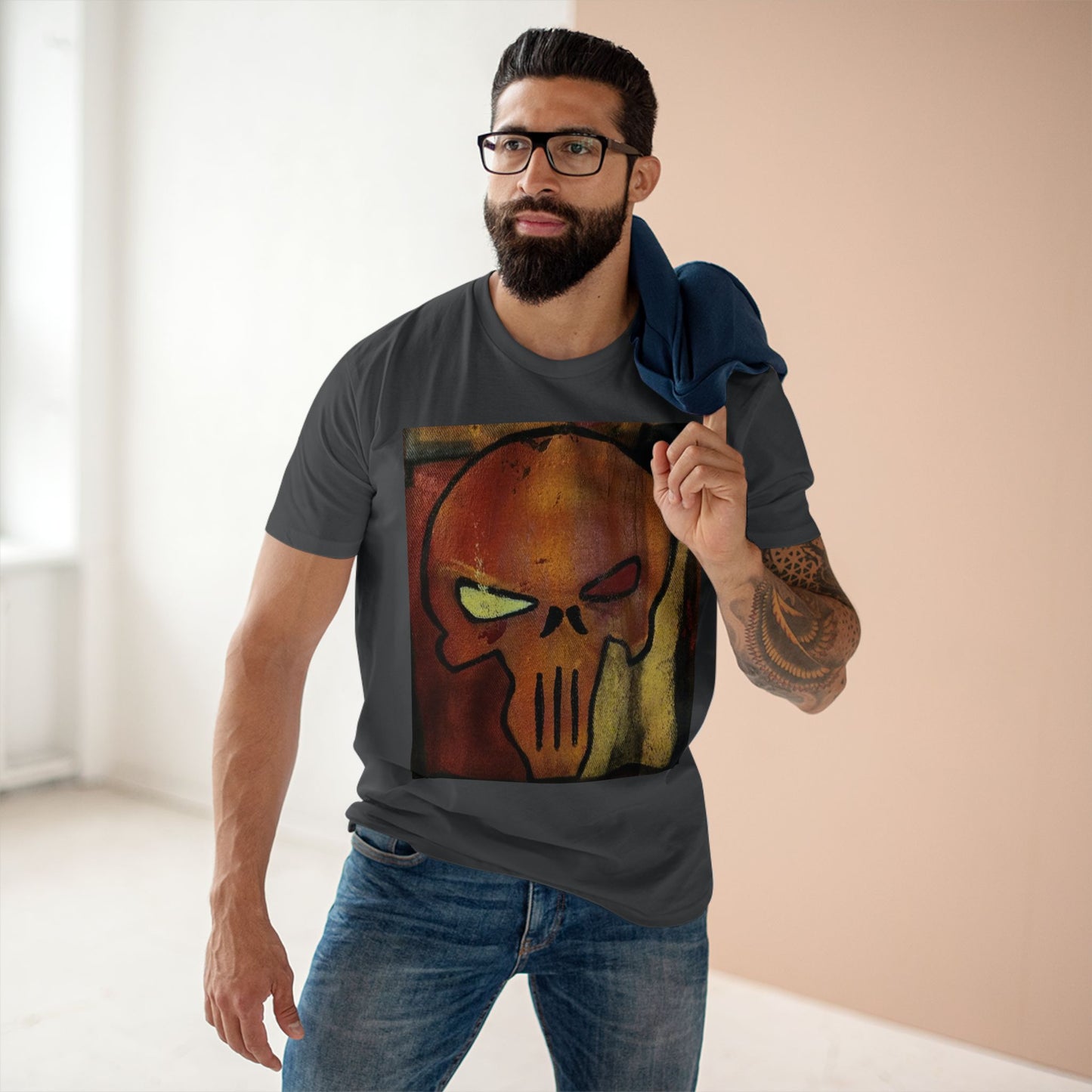 Rose Skull Street Art Graphic Tee — Grunge Graffiti Skull T-Shirt