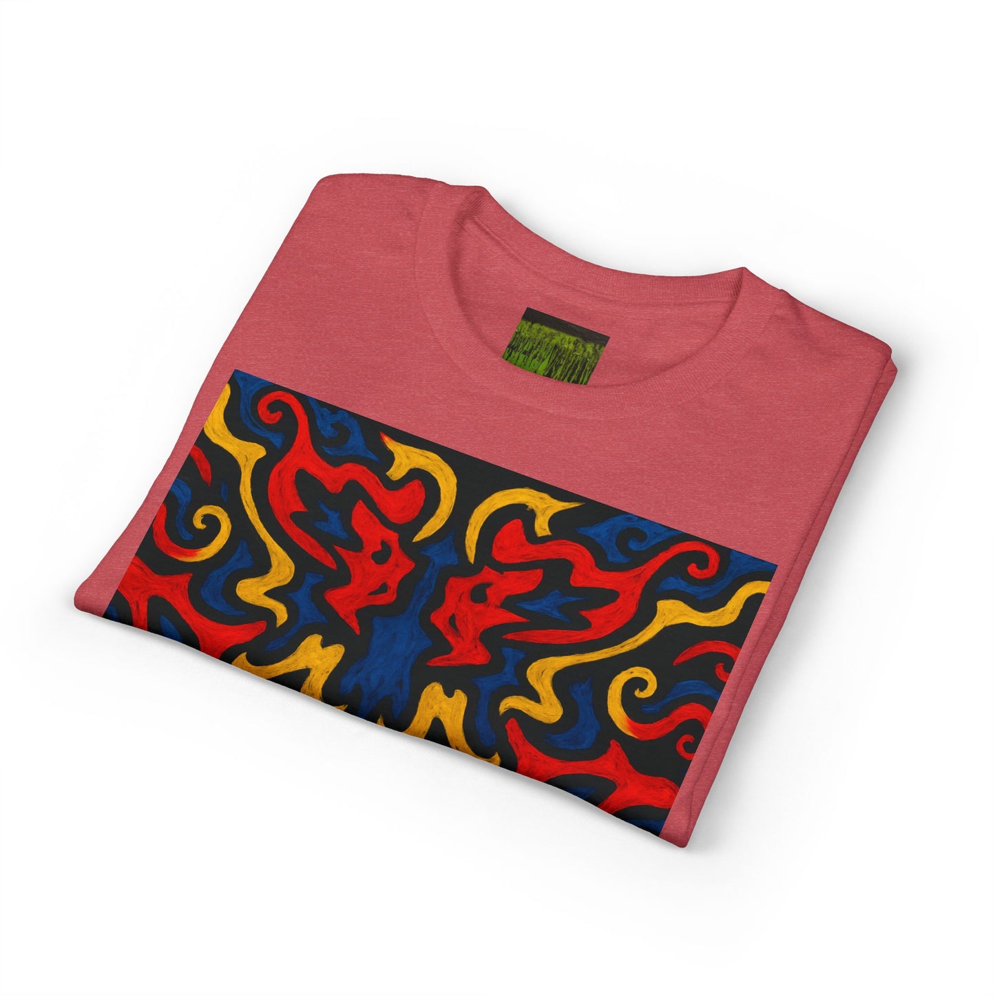 Abstract Flame Pattern Rorschach Dragon T-Shirt
