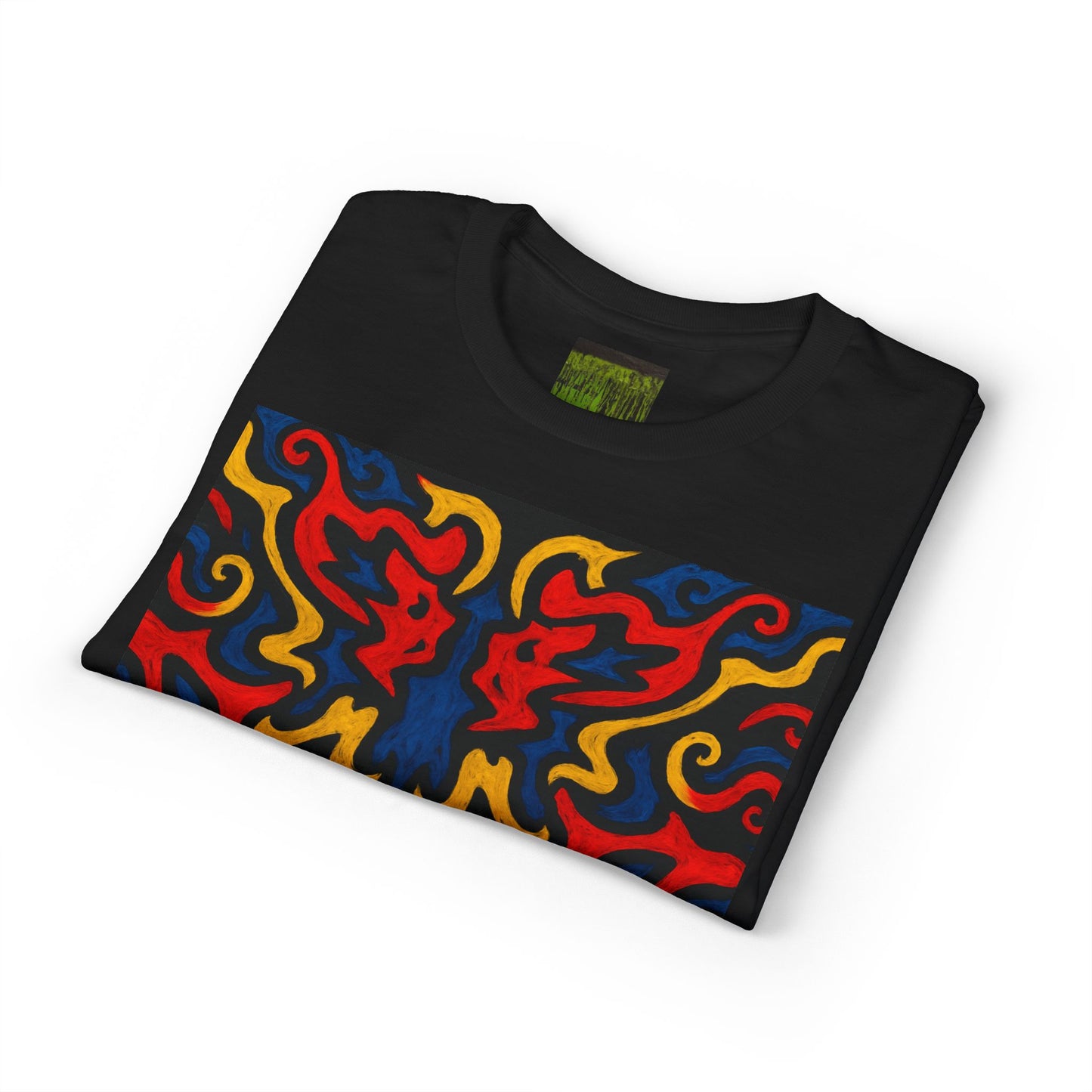 Abstract Flame Pattern Rorschach Dragon T-Shirt
