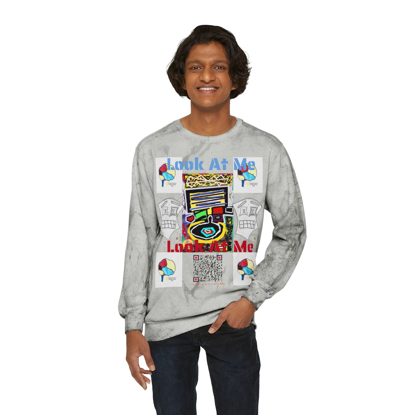 Unisex Lé Face Color Blast Crewneck Sweatshirt