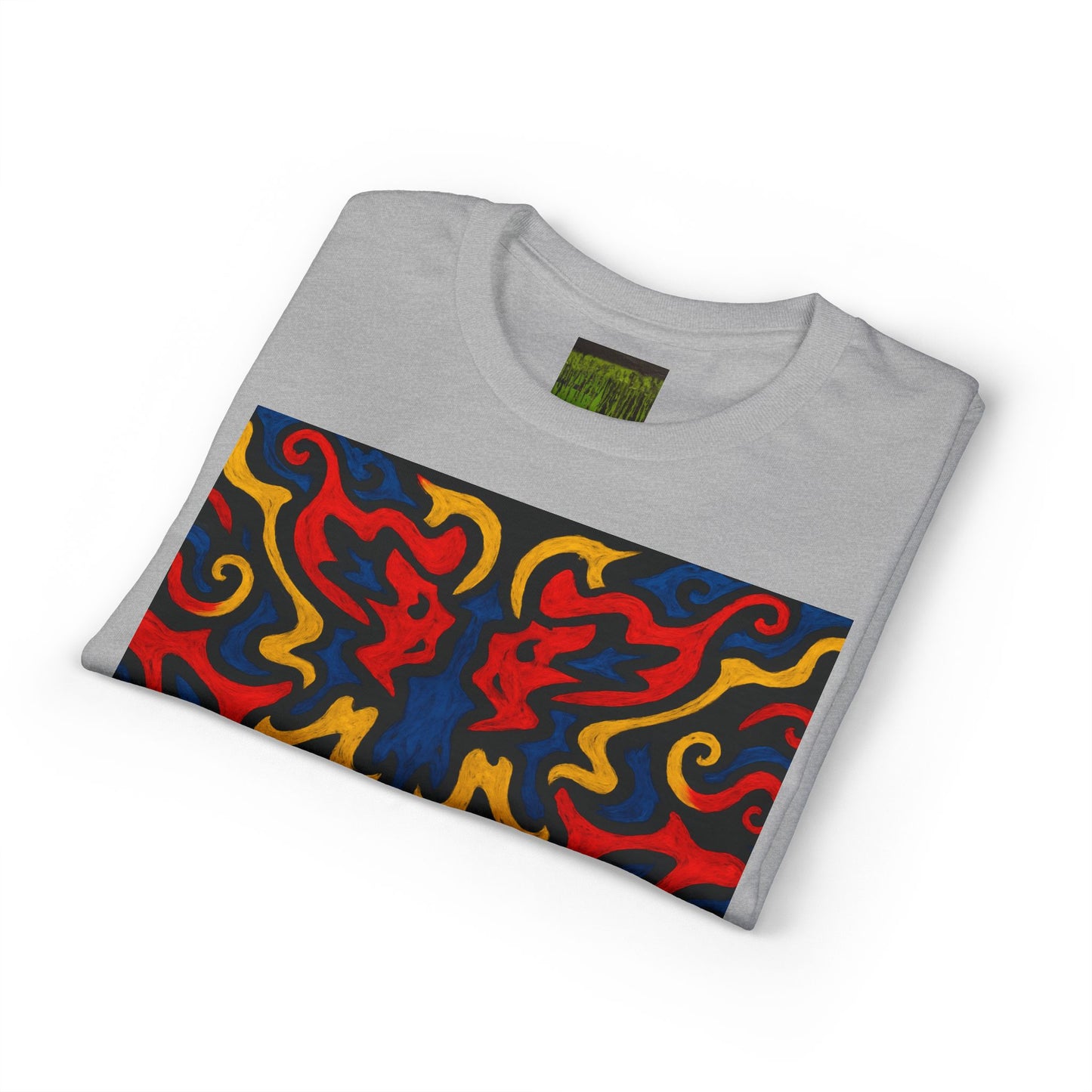 Abstract Flame Pattern Rorschach Dragon T-Shirt