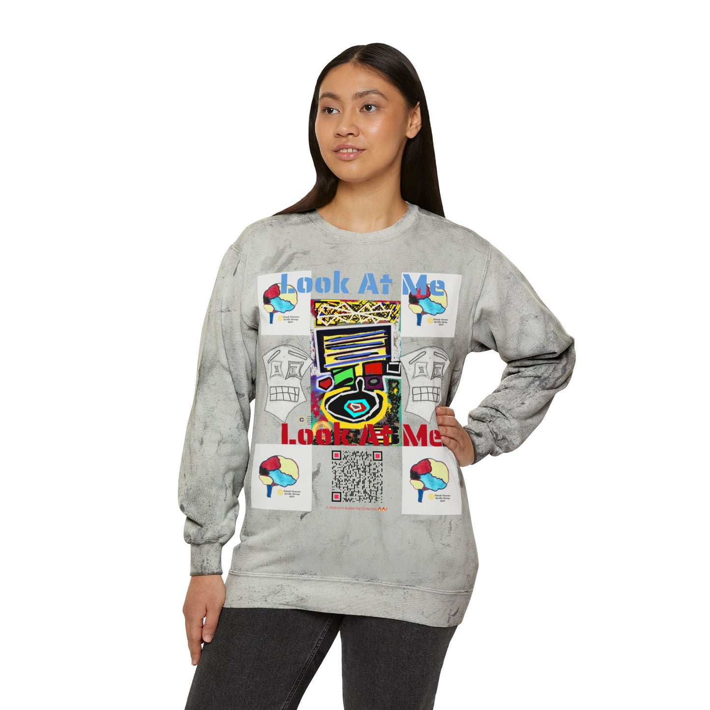 Unisex Lé Face Color Blast Crewneck Sweatshirt